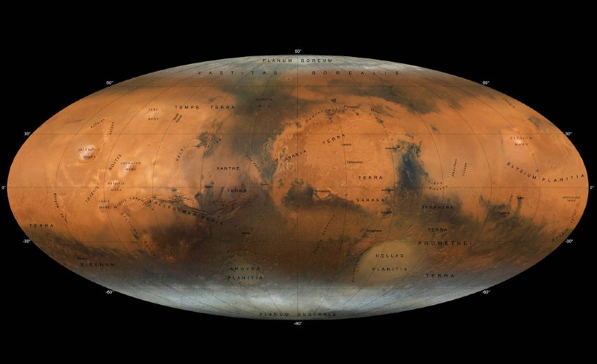 Novo mapa da Nasa mostra o planeta Marte em detalhes
